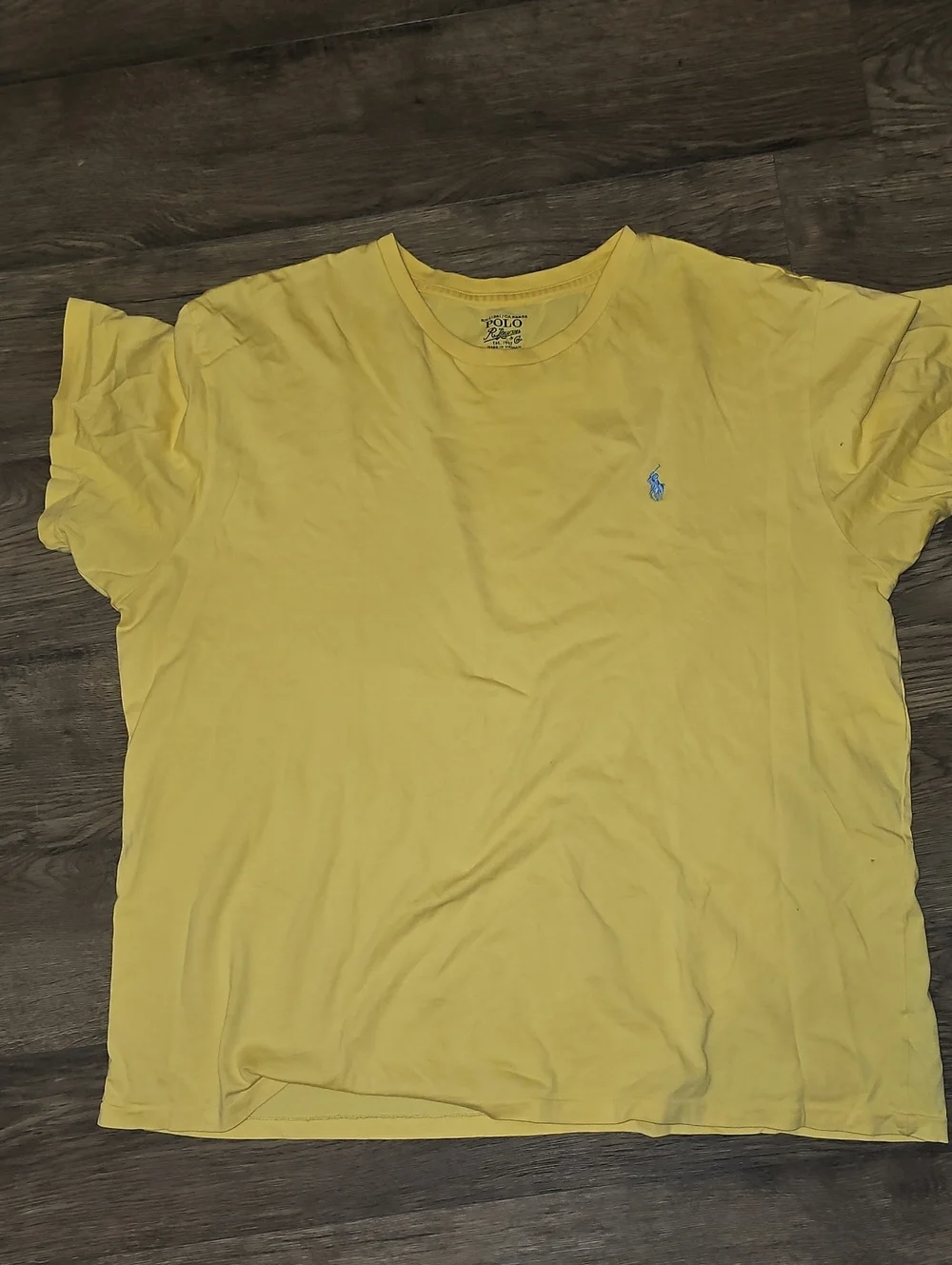 Polo Tee Shirt Ralph Lauren Light Yellow Crewneck Light Blue Pony Xlarge